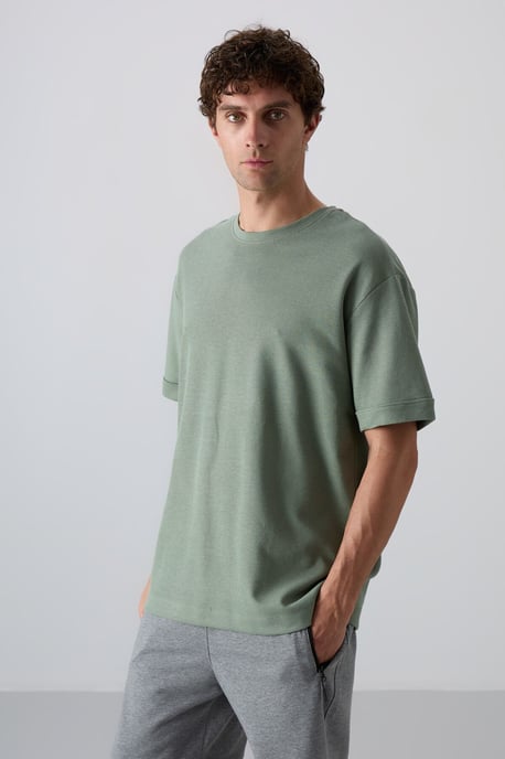 Heren Oversized Crew Neck T-Shirt Met Patch - Image 2