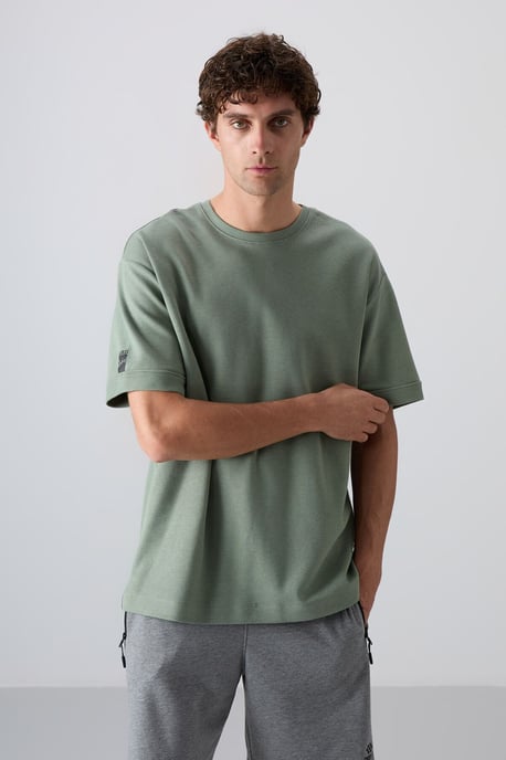 Heren Oversized Crew Neck T-Shirt Met Patch - Image 5