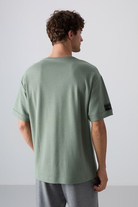 Heren Oversized Crew Neck T-Shirt Met Patch - Image 6