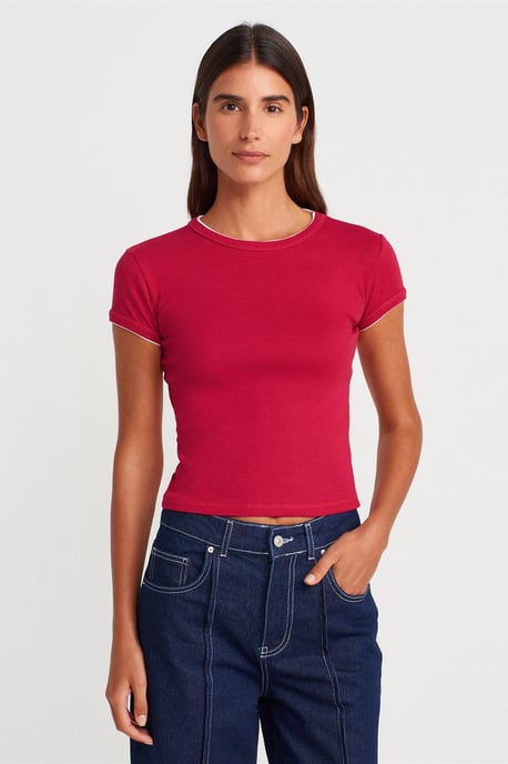Dames Slim Fit Katoenen Cropped T-Shirt - Image 1