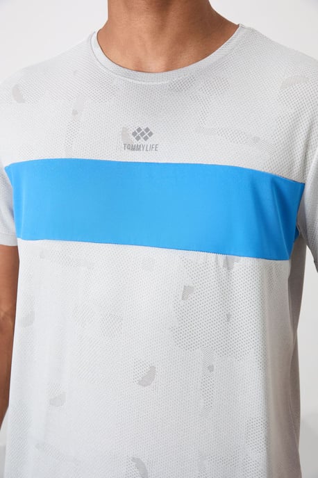 Heren T-shirt met kleurblokken en ronde hals - Image 3