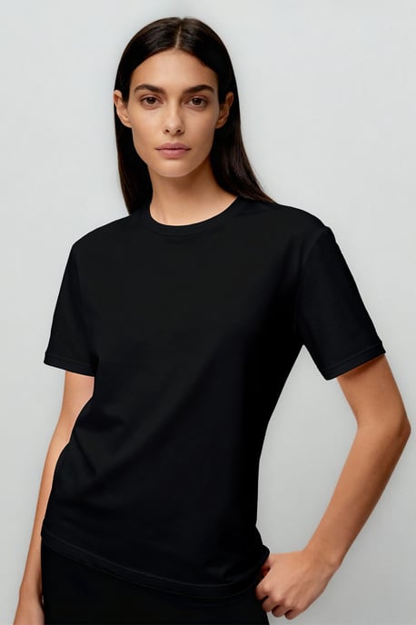 Dames Katoen Elastaan Crew Neck T-Shirt - Image 2