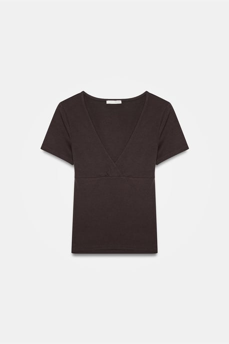 Getailleerde V-hals T-shirt met korte mouwen - Image 5