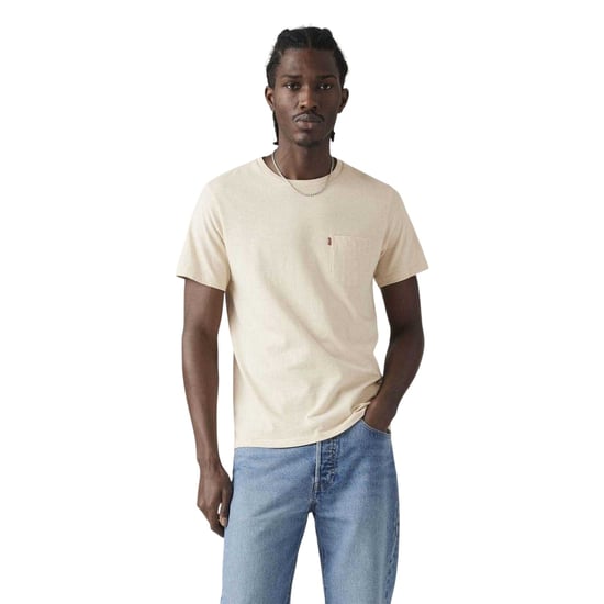 Levis Klassiek T-shirt met zak voor heren, zware kwaliteit (Crème) - Image 3