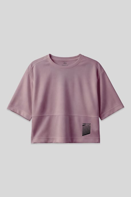 Oversized Polyester T-shirt met ronde hals en zak - Image 1