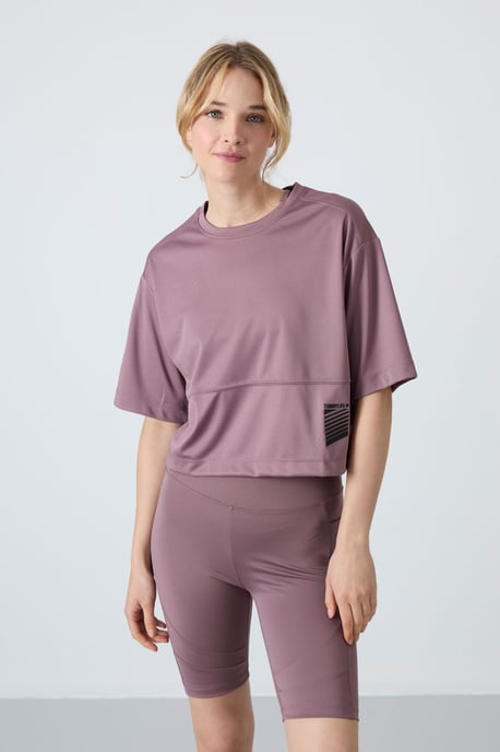 Oversized Polyester T-shirt met ronde hals en zak - Image 2