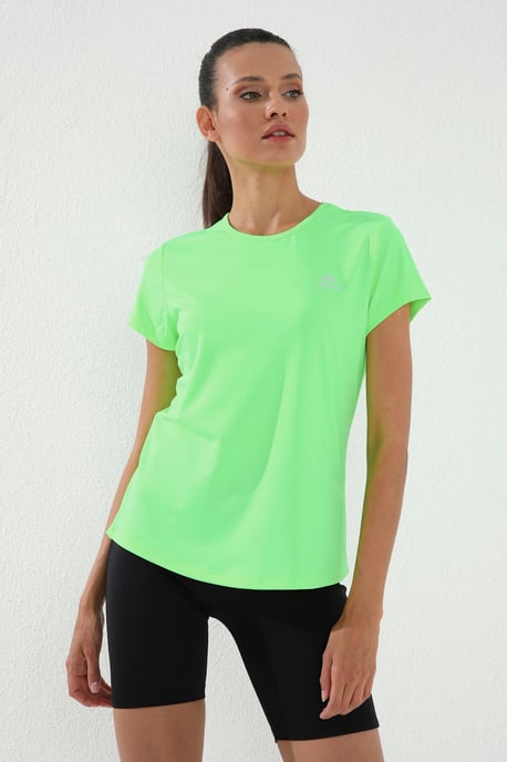 Dames Effen Korte Mouwen Rondhals T-Shirt - Image 1