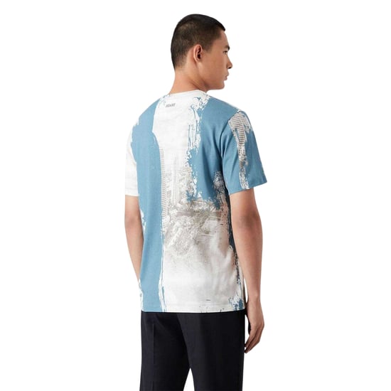 Emporio Armani Heren Logo T-shirt met all-over print (Blauw/Wit) - Image 2