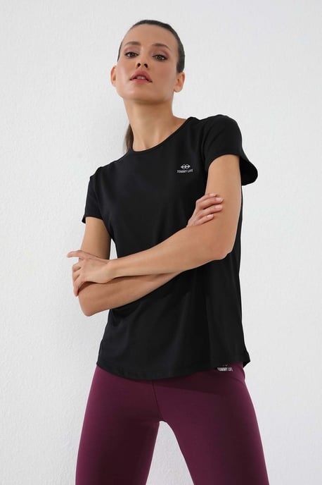 Dames Effen Korte Mouwen Rondhals T-Shirt - Image 4