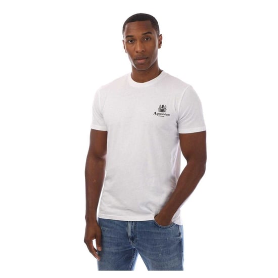 Aquascutum Heren London Borstlogo Crew Neck T-Shirt (Wit/Zwart) - Image 1