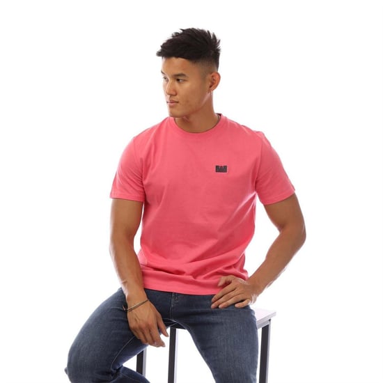 Weekend Offender Heren T-shirt Bridgetown, effen met logo, normale pasvorm (Rose) - Image 4