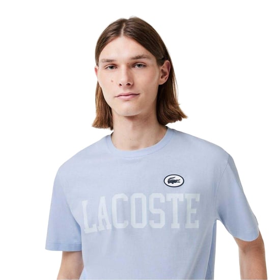 Lacoste Heren Logo Bedrukt Katoenen T-Shirt (Blauw) - Image 4