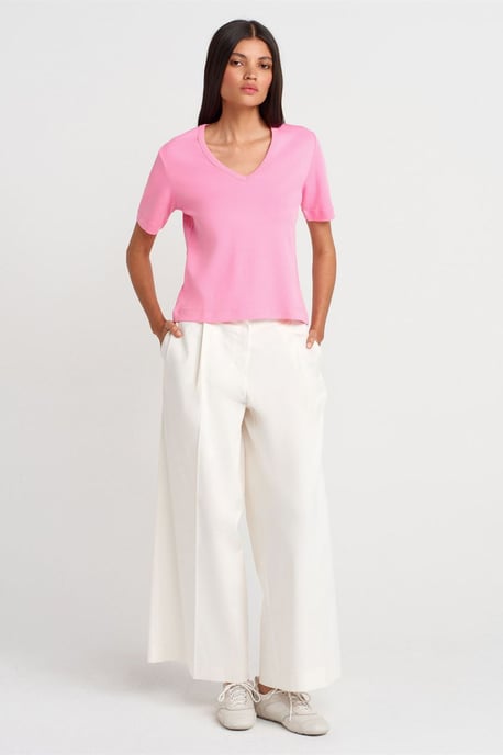 Dames Katoenen V-Hals T-Shirt - Image 4