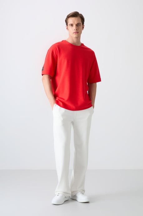 Heren Oversized Crew Neck T-shirt met Patch - Image 2