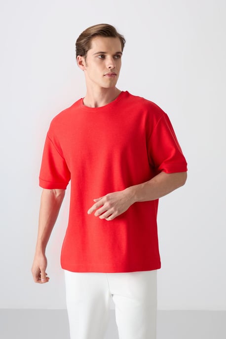 Heren Oversized Crew Neck T-shirt met Patch - Image 4