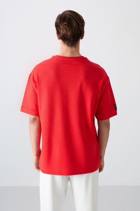Heren Oversized Crew Neck T-shirt met Patch - Image 5