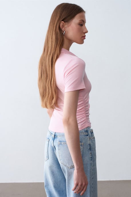 Dames Crop Slim Fit Polo T-shirt - Image 2