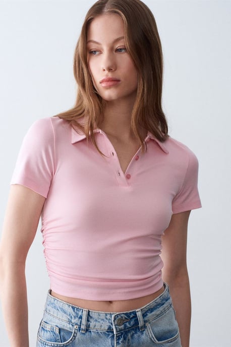 Dames Crop Slim Fit Polo T-shirt - Image 3
