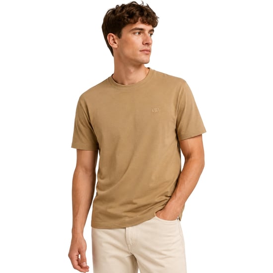 Off-White Slim fit T-shirt van katoen met logo voor heren (Beige) - Image 1