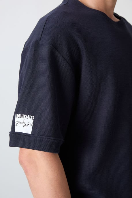 Heren Oversized Crew Neck T-Shirt Met Patch - Image 3