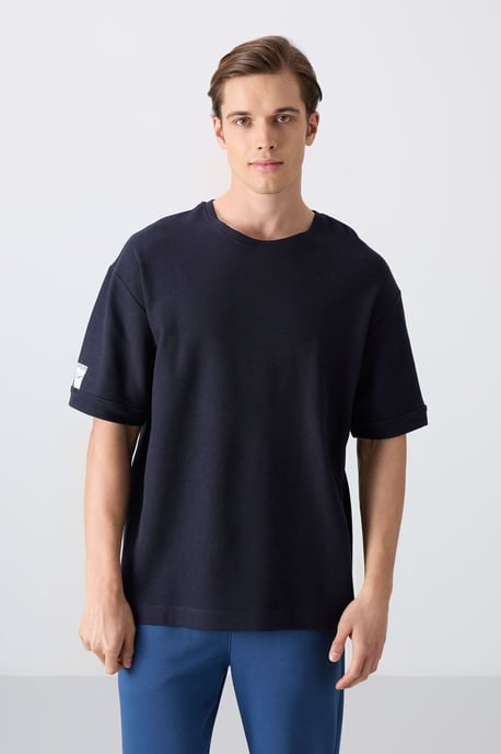 Heren Oversized Crew Neck T-Shirt Met Patch - Image 4