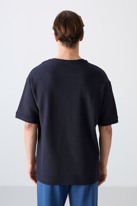 Heren Oversized Crew Neck T-Shirt Met Patch - Image 5