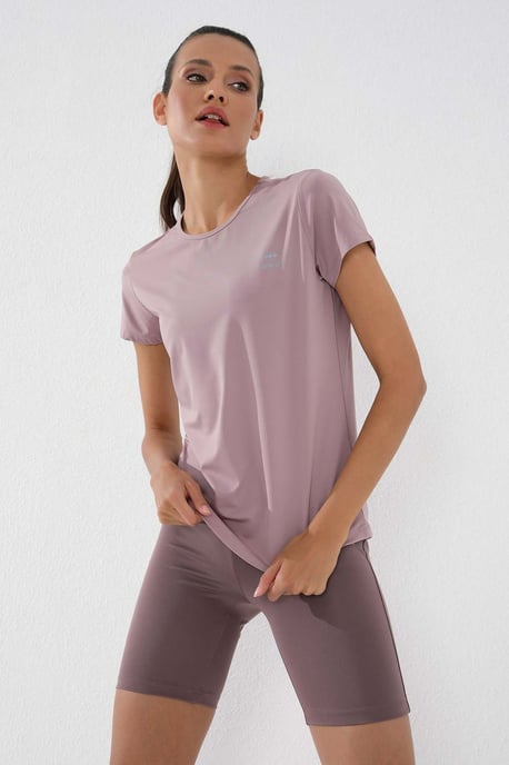 Dames Effen Korte Mouwen Crew Neck T-shirt - Image 6