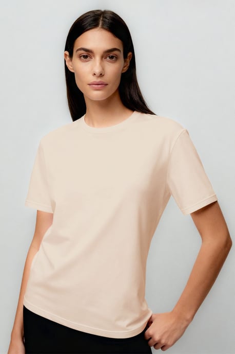 Dames Katoen Elastaan Crew Neck T-Shirt - Image 4