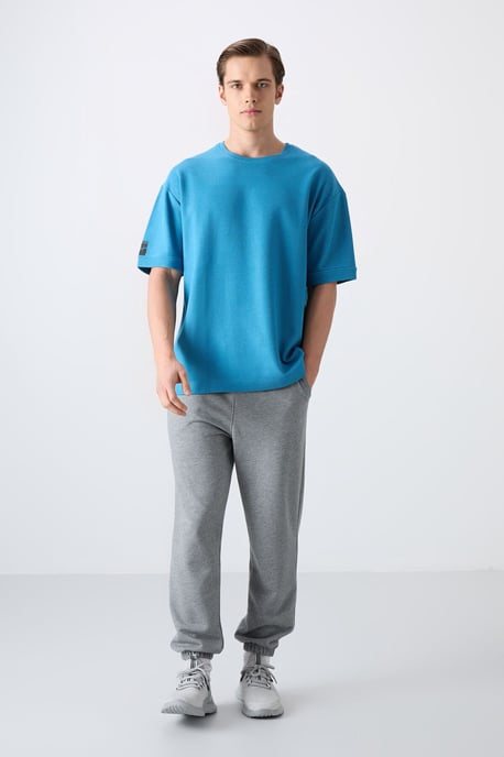 Heren Oversized Crew Neck T-Shirt Met Patch - Image 3
