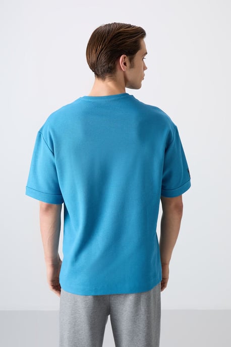 Heren Oversized Crew Neck T-Shirt Met Patch - Image 5