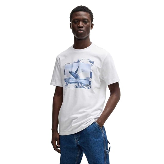 Boss Heren Walvis Katoenen T-Shirt (Wit) - Image 1