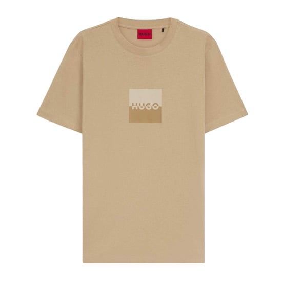 Hugo Heren Dusplit Tonaal Logo T-Shirt (Zand) - Image 2