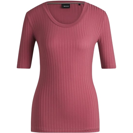 Boss Dames Effilie Geribd T-Shirt (Rood) - Image 1