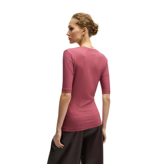 Boss Dames Effilie Geribd T-Shirt (Rood) - Image 2