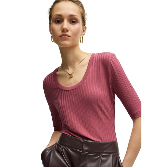 Boss Dames Effilie Geribd T-Shirt (Rood) - Image 3