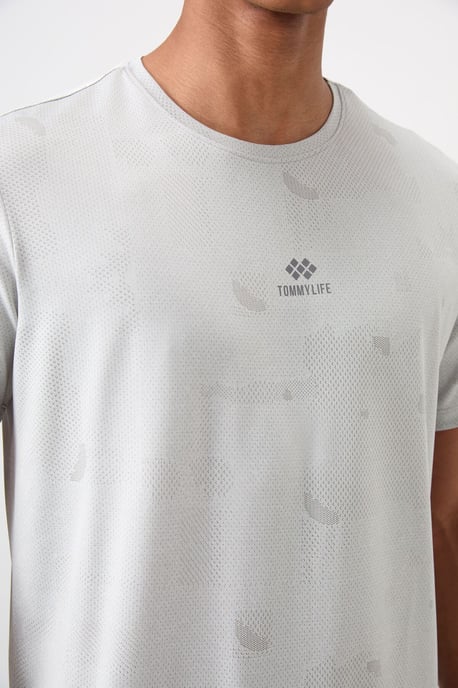 Heren T-shirt met ronde hals in effen vogel-ogenprint - Image 3