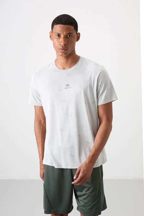 Heren T-shirt met ronde hals in effen vogel-ogenprint - Image 4