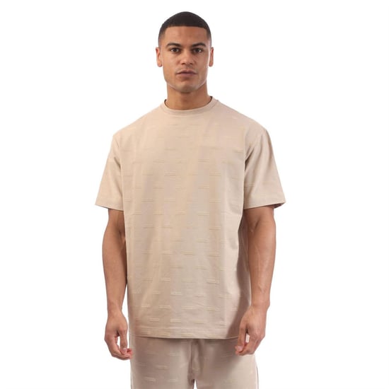 Hugo Heren Logo In reliëf Regular T-shirt (Beige) - Image 1