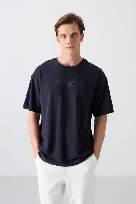 Oversized Logo Patches Crew Neck T-Shirt - Image 4