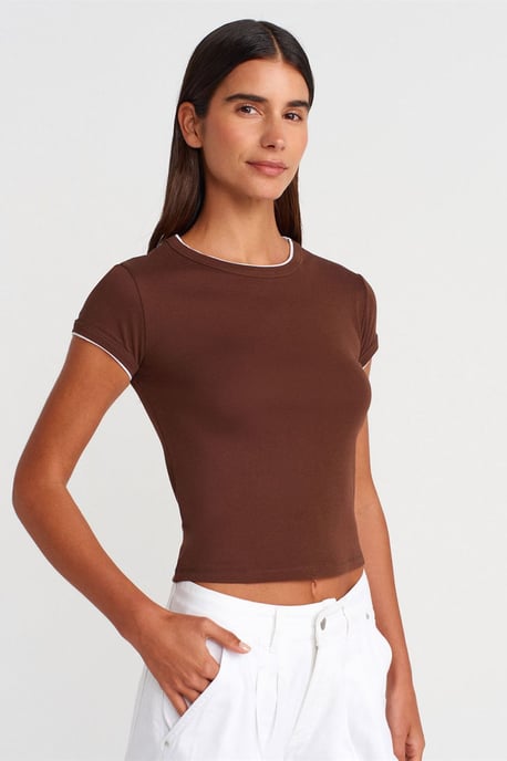 Dames Slim Fit Katoenen Crop T-Shirt - Image 1