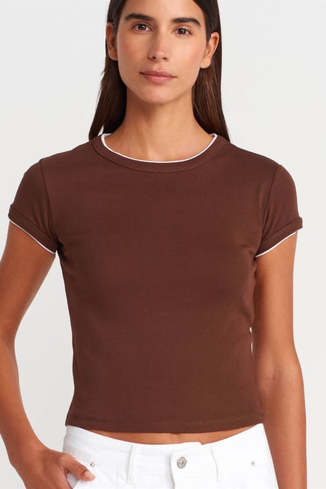 Dames Slim Fit Katoenen Crop T-Shirt - Image 4