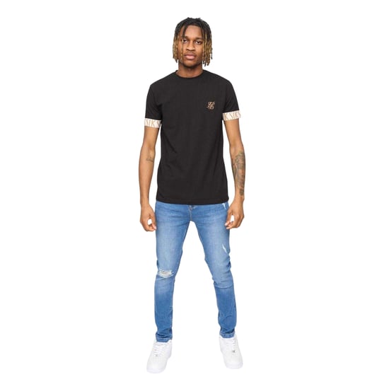SikSilk Heren Tech Logo Geprinte Mouwen T-Shirt (Zwart) - Image 3