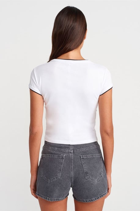 Dames Slim Fit Katoenen Crop T-shirt - Image 2