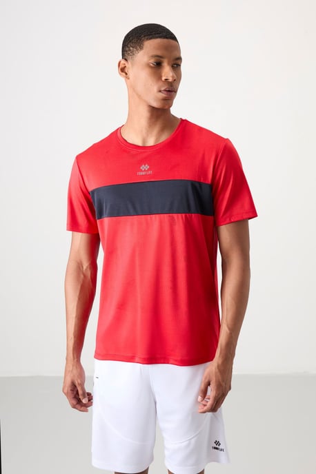 Heren Kleurblokken Crew Neck T-Shirt - Image 4