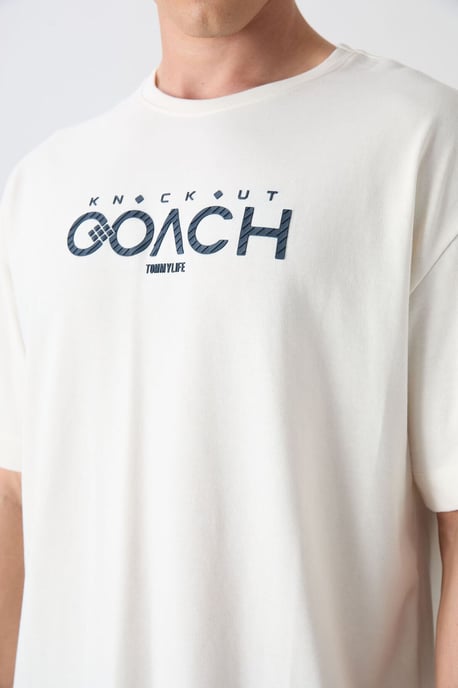Oversized Logo Patch Crew Neck T-Shirt - Image 3