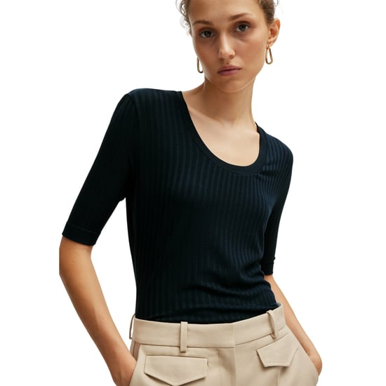 Boss Dames Effilie Geribd T-Shirt (Donkerblauw) - Image 3