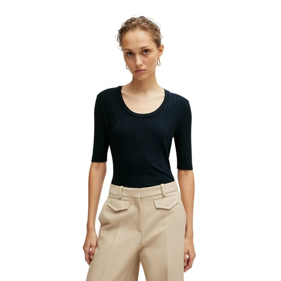 Boss Dames Effilie Geribd T-Shirt (Donkerblauw) - Image 4