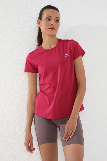 Dames Effen Korte Mouwen Rondhals T-Shirt - Image 2