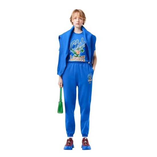Lacoste Unisex Club voor volwassenen Bedrukt Zwaar Katoenen T-Shirt (Blauw) - Image 1