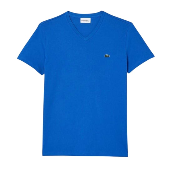 Lacoste Heren Pima Logo Lichtgewicht V Hals T-shirt (Blauw) - Image 1